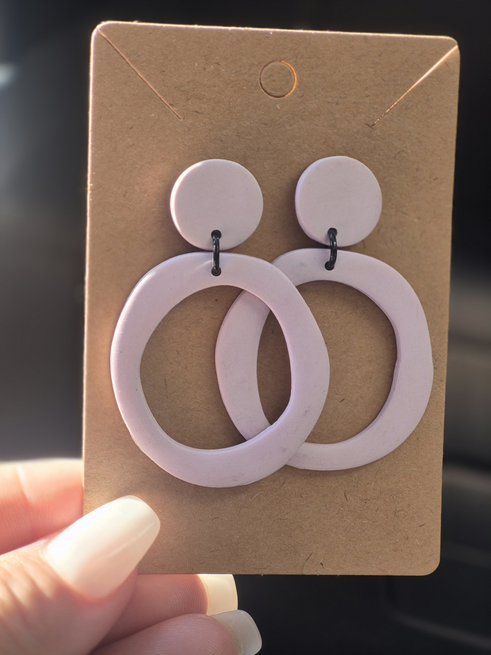 Minimalist Lavender Hoop Drop Earrings - Women Jewelry